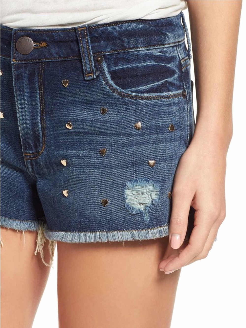 STS Blue Heart Stud Step Hem Denim Shorts - 24